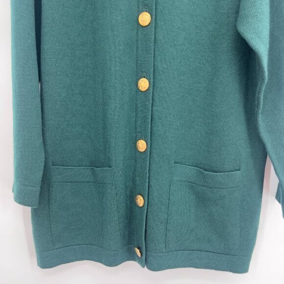 HAWICO 100% Extra fine Merino Wool Green Cardigan Sweater Women's Size S - Picture 3 of 12